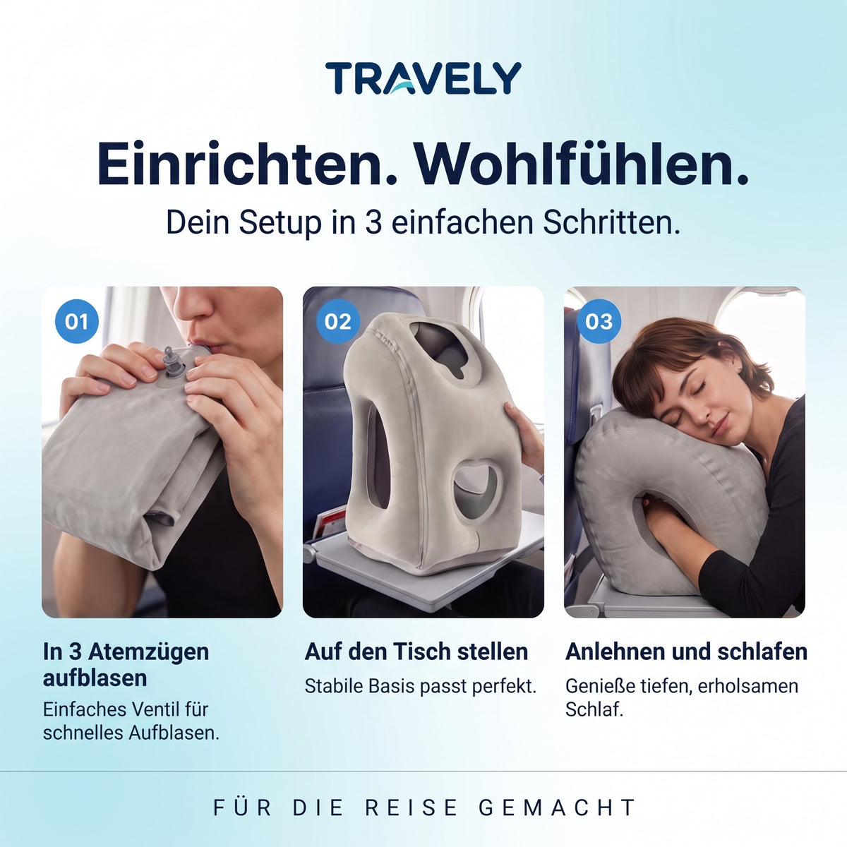 Endlich schlafen im Flugzeug – zum Anlehnen